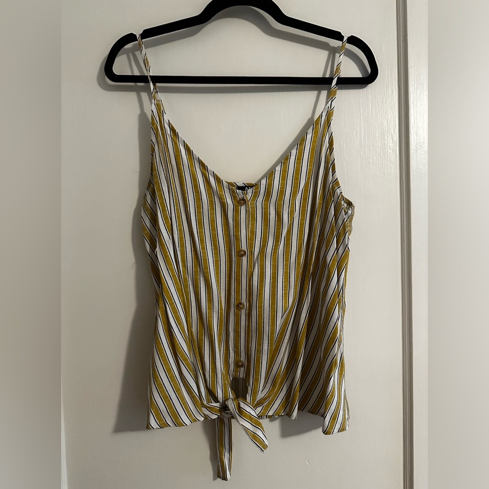 Button down crop top with tie front